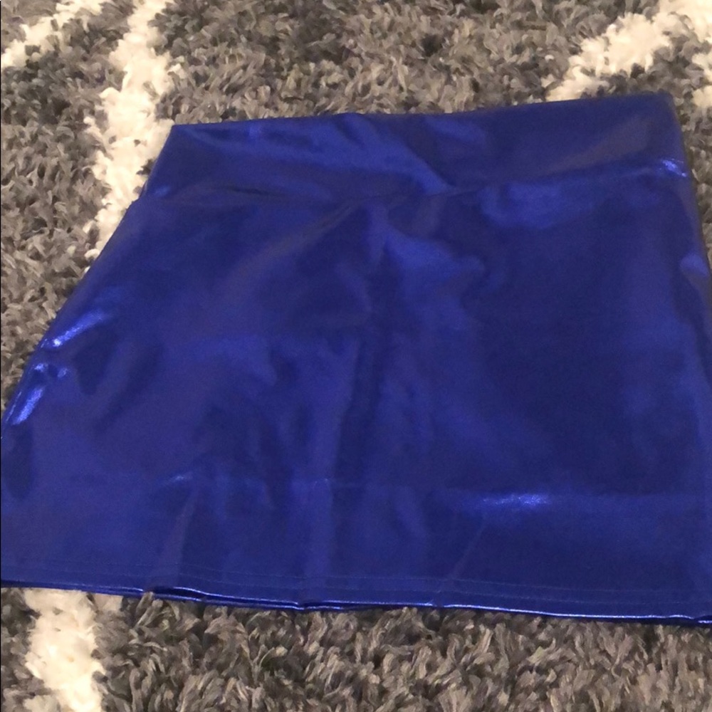 Metallic blue skirt